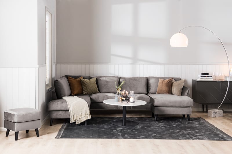 Trend 5-seters Høyrevendt L-formet Hjørnesofa med Divan i Fløyel - Mørk grå - Møbler - Sofaer - Fløyelssofaer