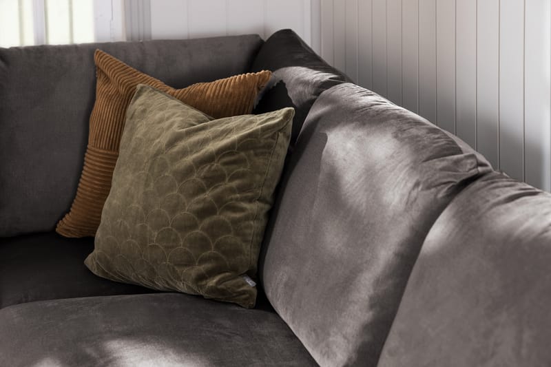 Trend 5-seters Høyrevendt L-formet Hjørnesofa med Divan i Fløyel - Mørk grå - Møbler - Sofaer - Fløyelssofaer
