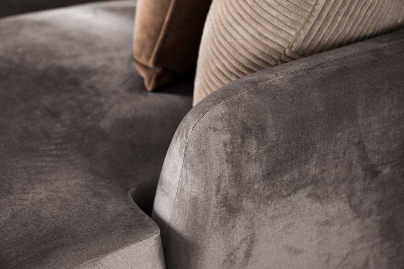 Trend 5-seters Høyrevendt L-formet Hjørnesofa med Divan i Fløyel - Mørk grå - Møbler - Sofaer - Fløyelssofaer