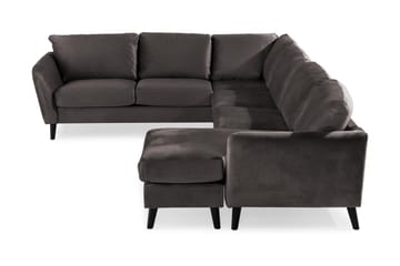 Trend 5-seters Høyrevendt L-formet Hjørnesofa med Divan i Fløyel - Mørk grå - Møbler - Sofaer - Fløyelssofaer