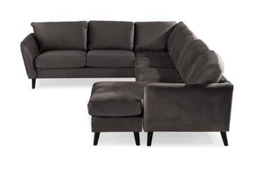 Trend 5-seters Høyrevendt L-formet Hjørnesofa med Divan i Fløyel - Mørkegrå - Møbler - Sofaer - Fløyelssofaer