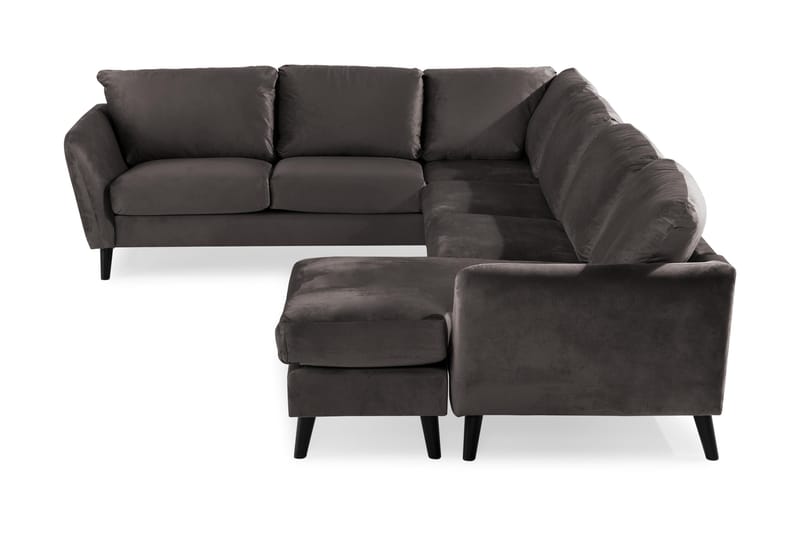 Trend 5-seters Høyrevendt L-formet Hjørnesofa med Divan i Fløyel - Mørkegrå - Møbler - Sofaer - Fløyelssofaer