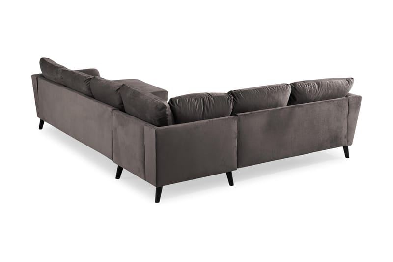 Trend 5-seters Høyrevendt L-formet Hjørnesofa med Divan i Fløyel - Mørkegrå - Møbler - Sofaer - Fløyelssofaer