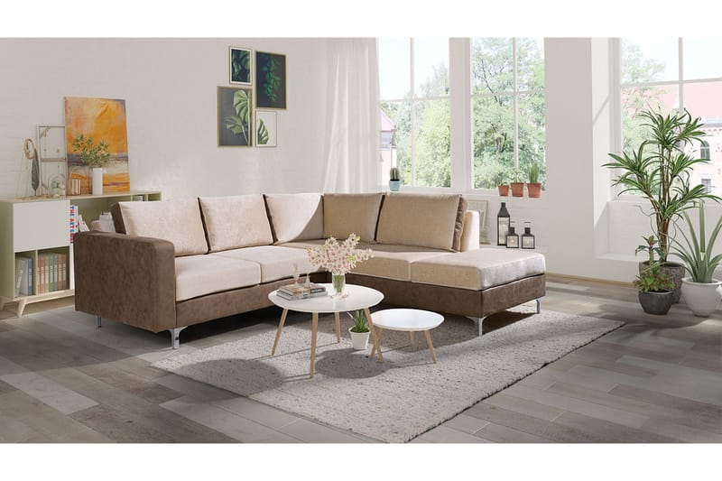 Truro Hjørnesofa Divan Høyre - Brun - Møbler - Sofaer - Fløyelssofaer