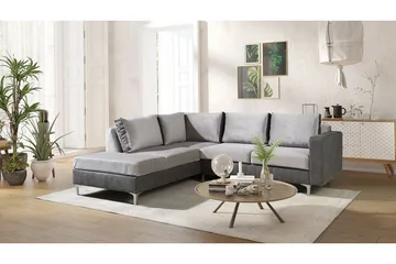Truro Hjørnesofa Divan Venstre - Grå - Møbler - Sofaer - Fløyelssofaer