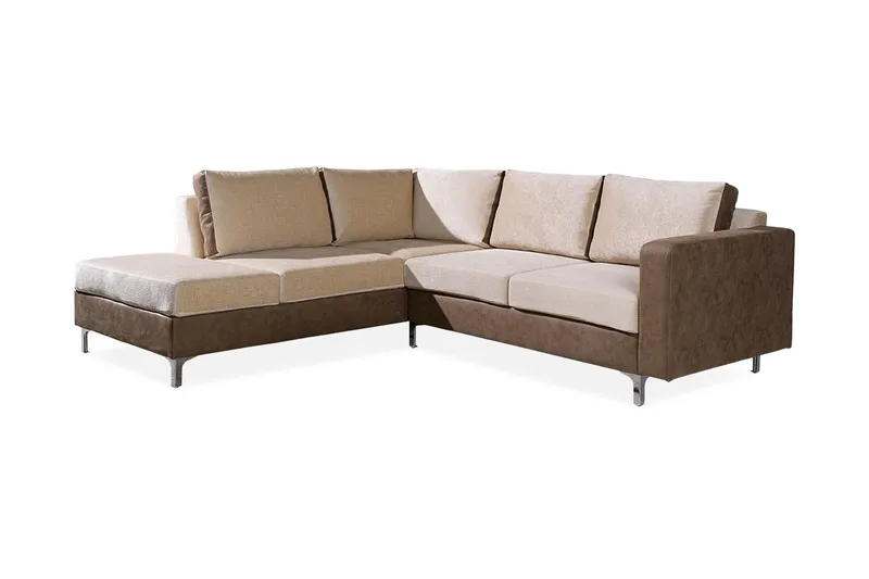 Truro Venstre L-formet Hjørnesofa med Sjeselong i Stoff - Sandbeige - Møbler - Sofaer - Fløyelssofaer