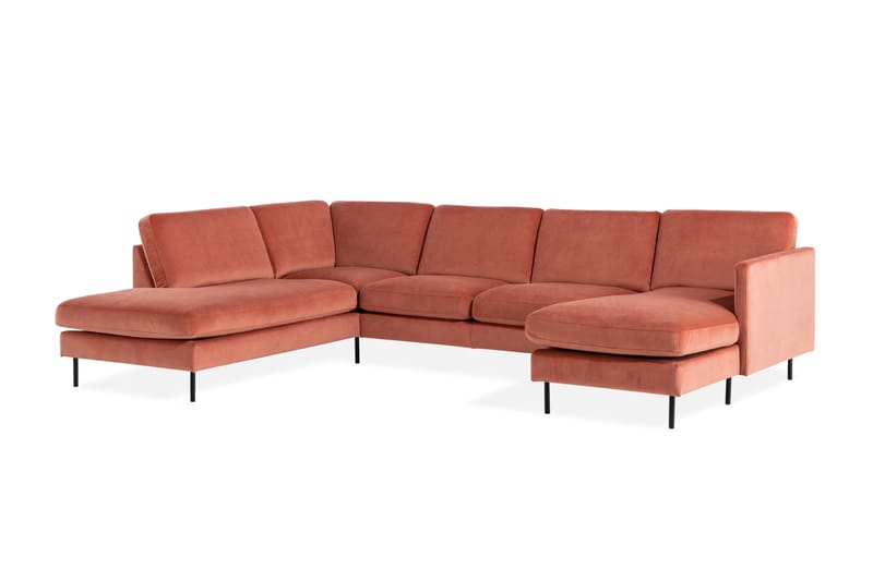 U-sofa Elion med Divan Fløyel Høyre - Rosa - Fløyelssofaer - U-sofa