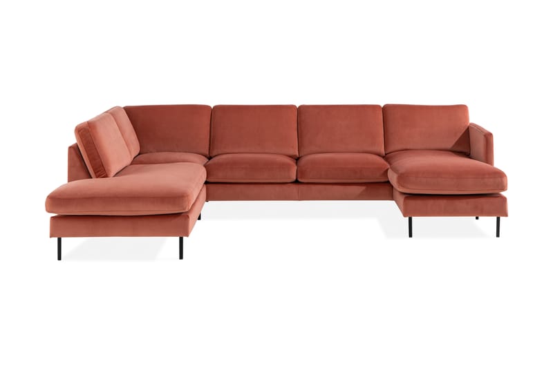 U-sofa Elion med Divan Fløyel Høyre - Rosa - Fløyelssofaer - U-sofa