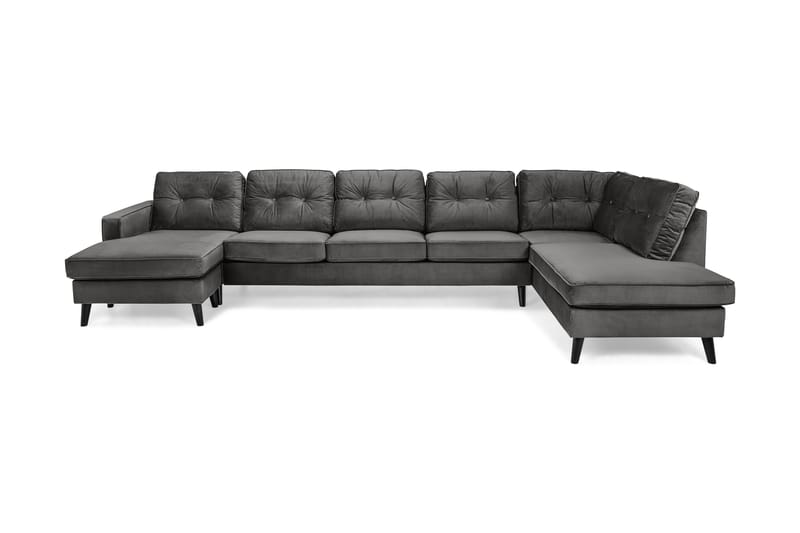 U-sofa Miller Large med Divan Venstre Fløyel - Mørkgrå - Fløyelssofaer - U-sofa