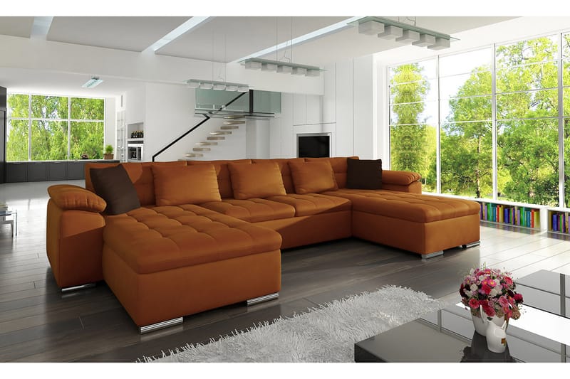 U-sovesofa Wicenza 375x155x76 cm - Sovesofa divan - U sovesofa - Fløyelssofaer