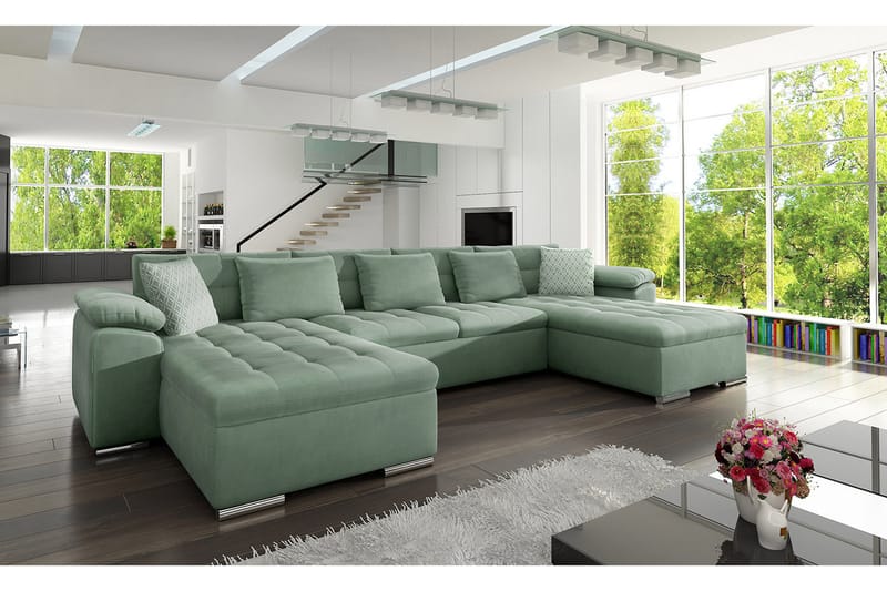 U-sovesofa Wicenza 375x155x76 cm - Sovesofa divan - U sovesofa - Fløyelssofaer