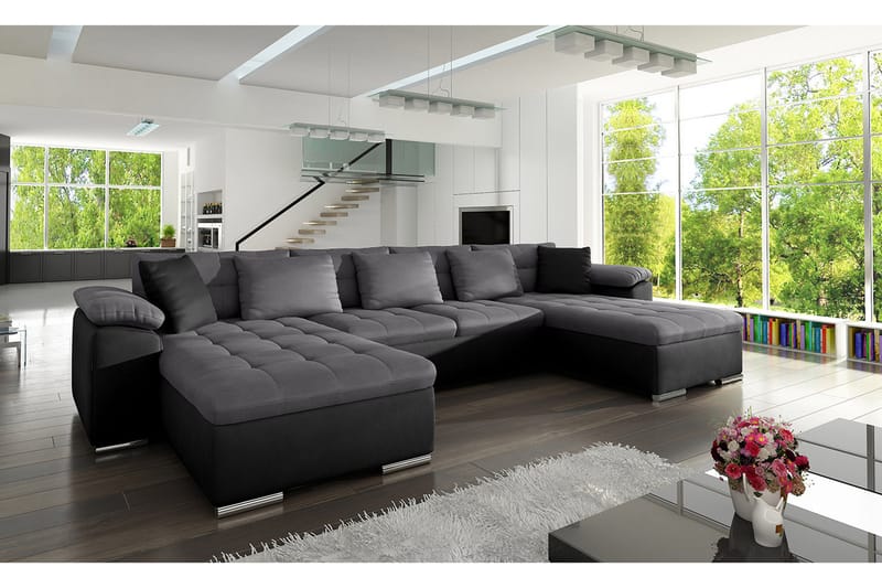 U-sovesofa Wicenza 375x155x76 cm - Sovesofa divan - U sovesofa - Fløyelssofaer