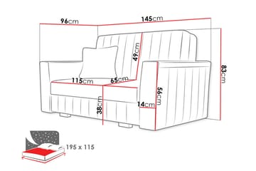 Upperud 2-seters Sovesofa - Fløyel/Svart - Møbler - Sofaer - Sovesofaer - 2 seters sovesofa