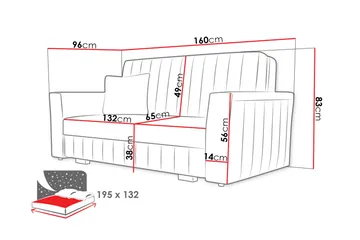 Upperud 3-seters Sovesofa - Fløyel/Svart - Møbler - Sofaer - Sovesofaer - 3 seters sovesofa