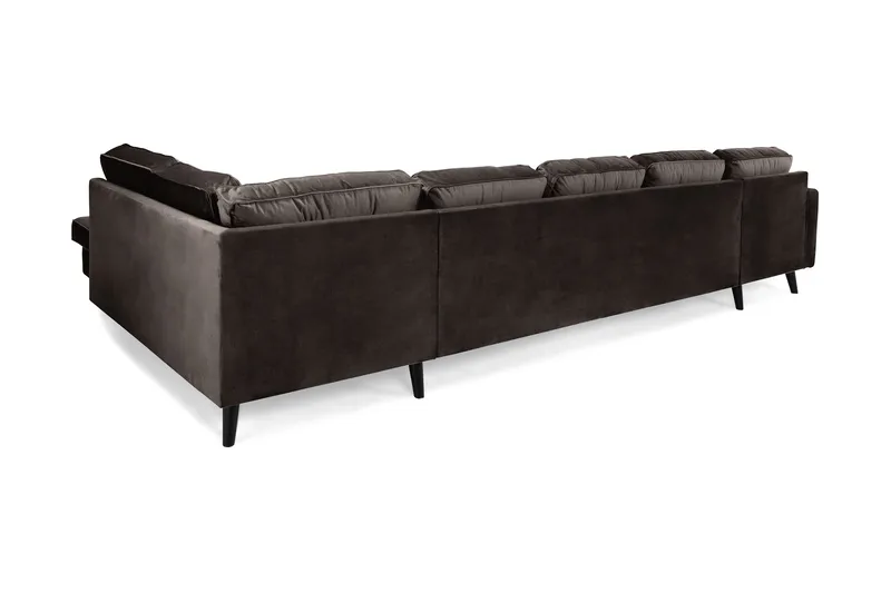Vanlig sofa med divan og sjeselong Scandinavian Choice Monroe U-sofa Large med divan venstre fløyel Brun - Møbler - Sofaer - Fløyelssofaer