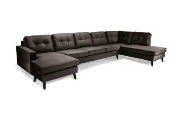 Vanlig sofa med divan og sjeselong Scandinavian Choice Monroe U-sofa Large med divan venstre fløyel Brun - Møbler - Sofaer - Fløyelssofaer