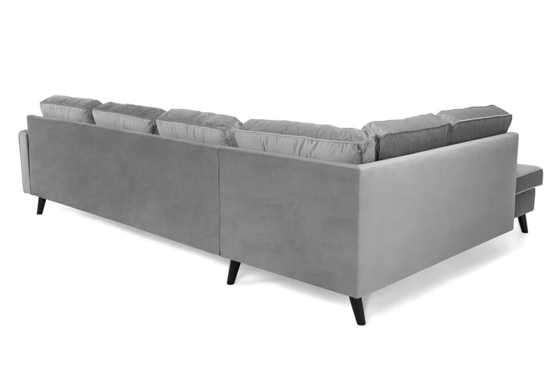 Vanlig sofa med divan og sjeselong Scandinavian Choice Monroe U-sofa med divan høyre fløyel Lysegrå - Møbler - Sofaer - Fløyelssofaer