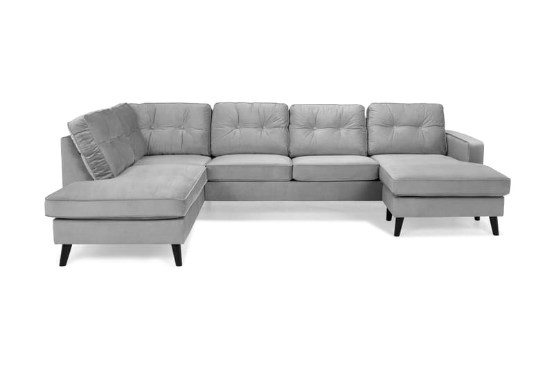 Vanlig sofa med divan og sjeselong Scandinavian Choice Monroe U-sofa med divan høyre fløyel Lysegrå
