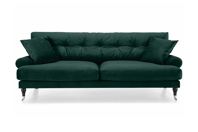 Fløyelssofa Webber 3-seter - Mørkgrønn|Krom - Fløyelssofaer - Howard-sofaer - 3 seter sofa