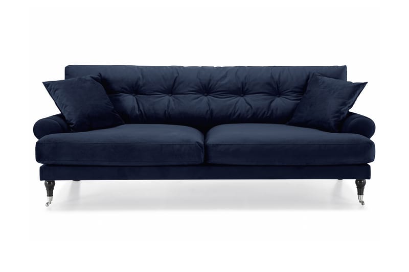 Fløyelssofa Webber 3-seter - Midnattsblå|Krom - Fløyelssofaer - Howard-sofaer - 3 seter sofa