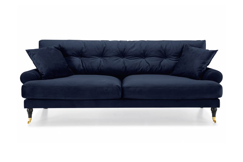 Fløyelssofa Webber 3-seter - Midnattsblå|Messing - Fløyelssofaer - Howard-sofaer - 3 seter sofa