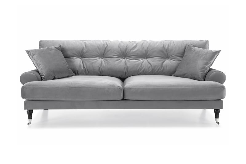 Fløyelssofa Webber 3-seter - Sølvgrå|Krom - 3 seter sofa - Howard-sofaer - Fløyelssofaer