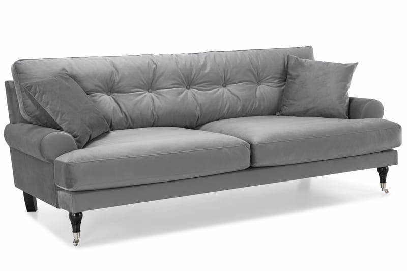Fløyelssofa Webber 3-seter - Sølvgrå|Krom - Fløyelssofaer - Howard-sofaer - 3 seter sofa