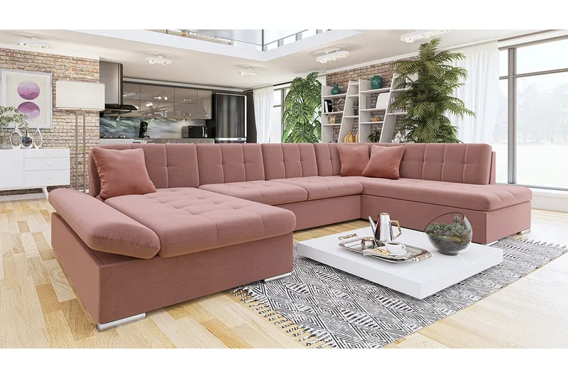 Zumar 4-seters Sovesofa Høyre - Rosa - Møbler - Sofaer - Fløyelssofaer