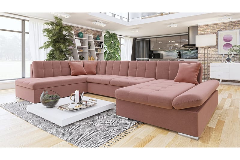 Zumar 4-seters Sovesofa Universal - Rosa - Møbler - Sofaer - Fløyelssofaer