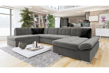 Zumar Høyre U-formet Sovesofa 128x302 cm med Oppbevaring i Stoff - Grå - Møbler - Sofaer - Sovesofaer - Sovesofa divan