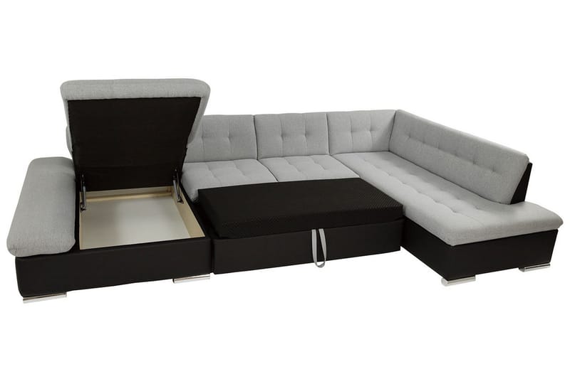 Zumar Høyre U-formet Sovesofa 128x302 cm med Oppbevaring i Stoff - Grå - Møbler - Sofaer - Sovesofaer - Sovesofa divan