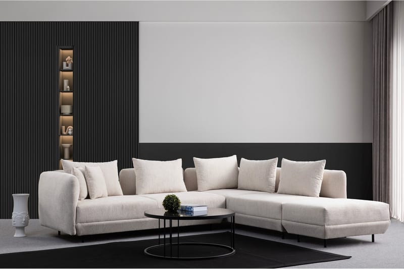 Floransa 4-seters Sofa med Divan - Hvit - Møbler - Sofaer - Sofaer med sjeselong - 4 seters sofa med divan