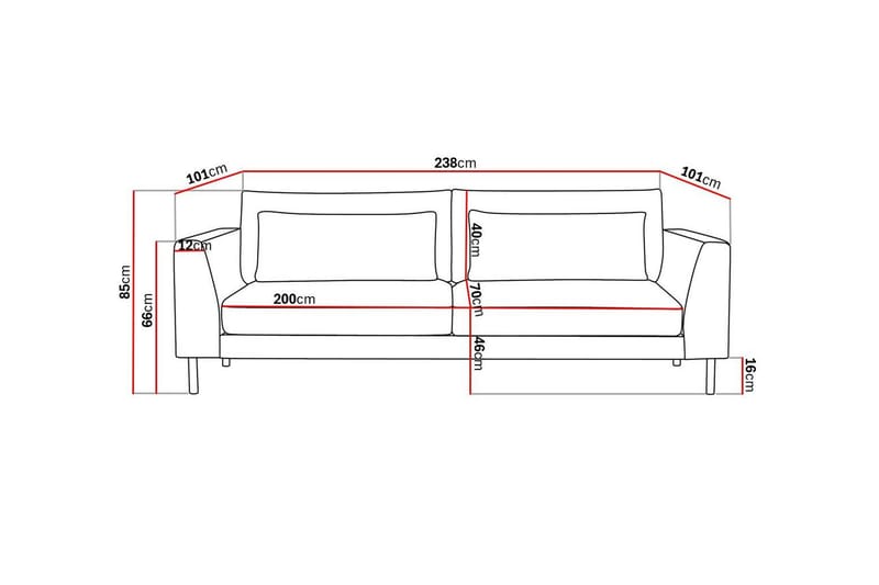 Florenz 3-seters Sofa i Chenille - Grå / Beige - Møbler - Sofaer - 3 seter sofa