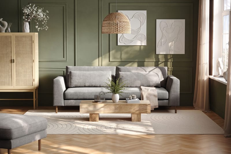 Florenz 3-seters Sofa i Chenille - Lys grå - Møbler - Sofaer - 3 seter sofa