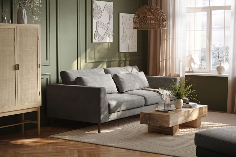 Florenz 3-seters Sofa i Chenille - Lys grå - Møbler - Sofaer - 3 seter sofa