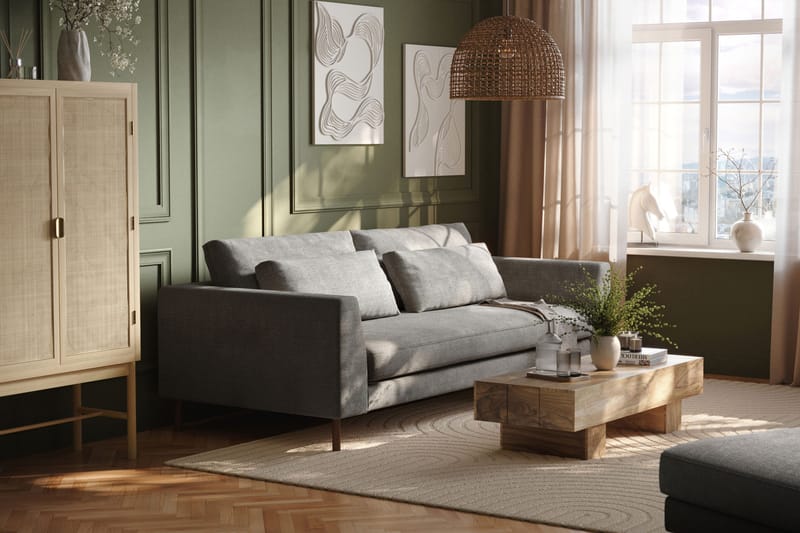 Florenz 3-seters Sofa i Chenille - Lysegrå - Møbler - Sofaer - 3 seter sofa