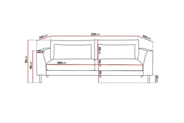 Florenz 3-seters Stoffsofa - Beige - Møbler - Sofaer - 3 seter sofa