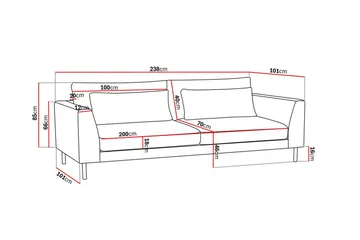 Florenz 3-seters Stoffsofa - Beige - Møbler - Sofaer - 3 seter sofa