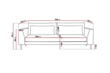 Florenz 3-seters Stoffsofa - Beige - Møbler - Sofaer - 3 seter sofa