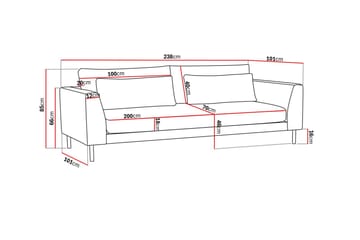Florenz 3-seters Stoffsofa - Beige - Møbler - Sofaer - 3 seter sofa