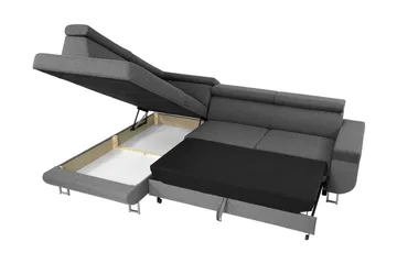 Fonti 3-seters Hjørnesofa Høyre - Svart - Møbler - Sofaer - Skinnsofaer