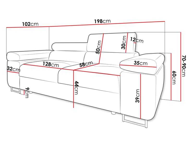 Gabina 2-seters sofa - grå - Møbler - Sofaer - 3 seter sofa