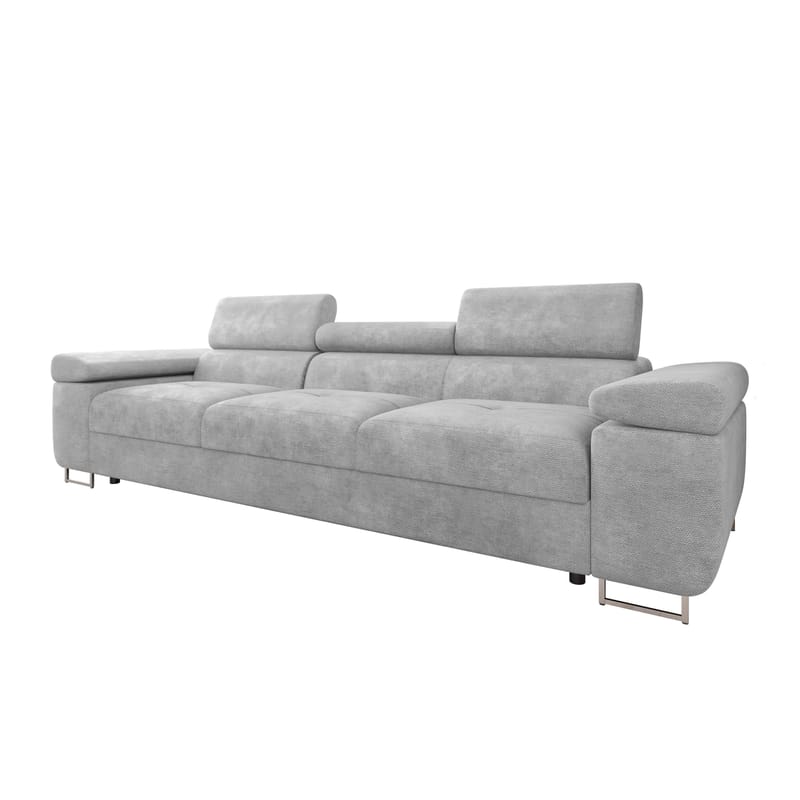 Gabina 3-seter Sofa med Justerbare Nakkestøtter i Stoff, Grå