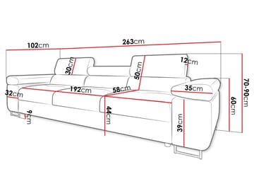 Gabina 3-seters sofa - grå - Møbler - Sofaer - 3 seter sofa