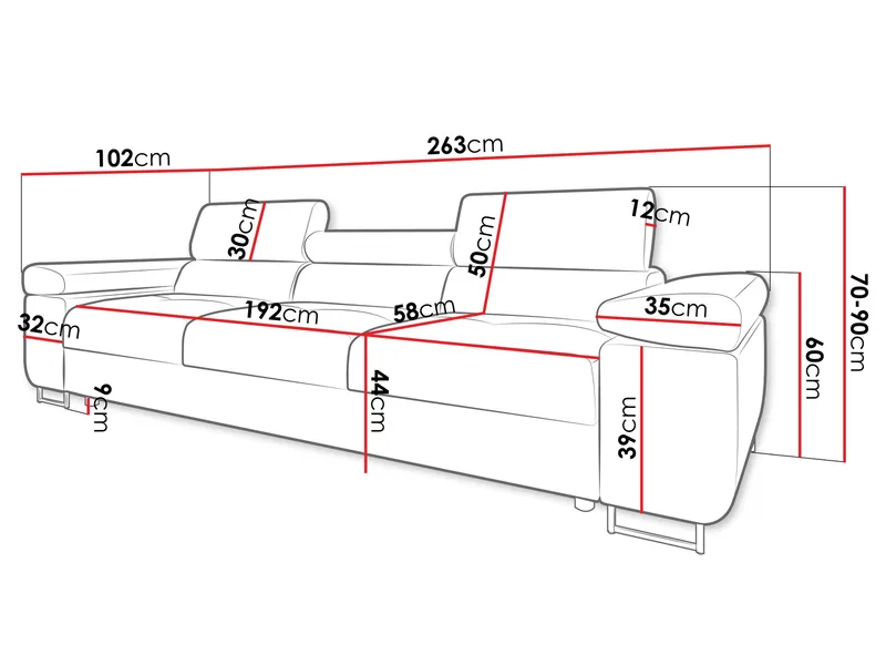 Gabina 3-seters sofa - grå - Møbler - Sofaer - 3 seter sofa