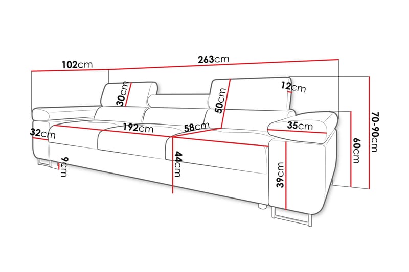 Gabina Sofa 3-seter - Hvit/Grå - Møbler - Sofaer - Skinnsofaer