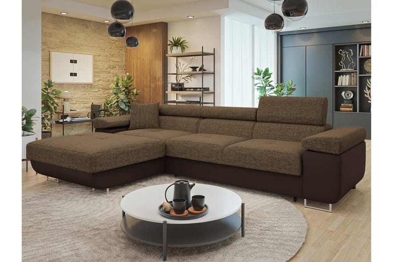 Gabina Sofa med Divan 3-seter - Brun - Møbler - Sofaer - Skinnsofaer