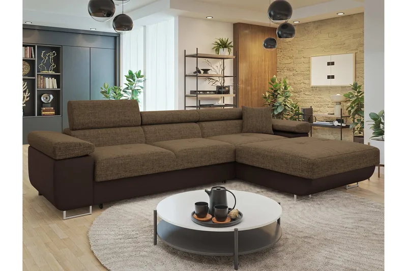 Gabina Sofa med Divan 3-seter - Brun - Møbler - Sofaer - Skinnsofaer