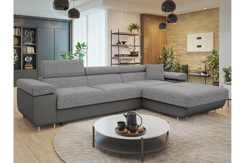 Gabina Sofa med Divan 3-seter - Grå - Møbler - Sofaer - Skinnsofaer