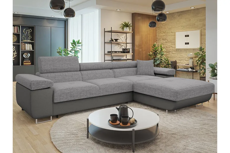 Gabina Sofa med Divan 3-seter - Grå - Møbler - Sofaer - Skinnsofaer